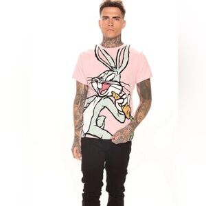 Bugs Bunny Men’s Chomp‎ Short Sleeve Pink Graphic Tee